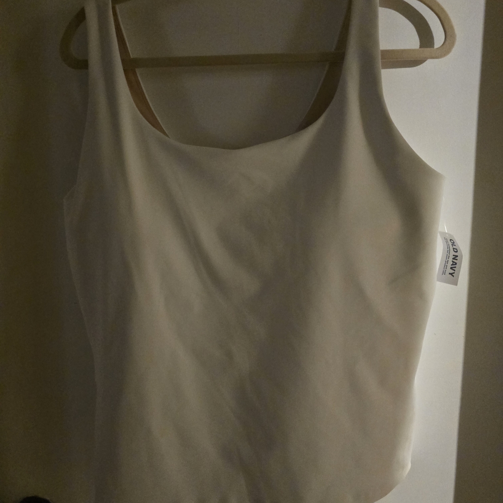 1 White And 1 Black Crop Tank Top With Built In Bra. Old Navy Powersoft.